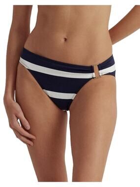 LAUREN RALPH LAUREN Mariner Stripe Hipster Bikini Bottom Size 10 Blue White NWT